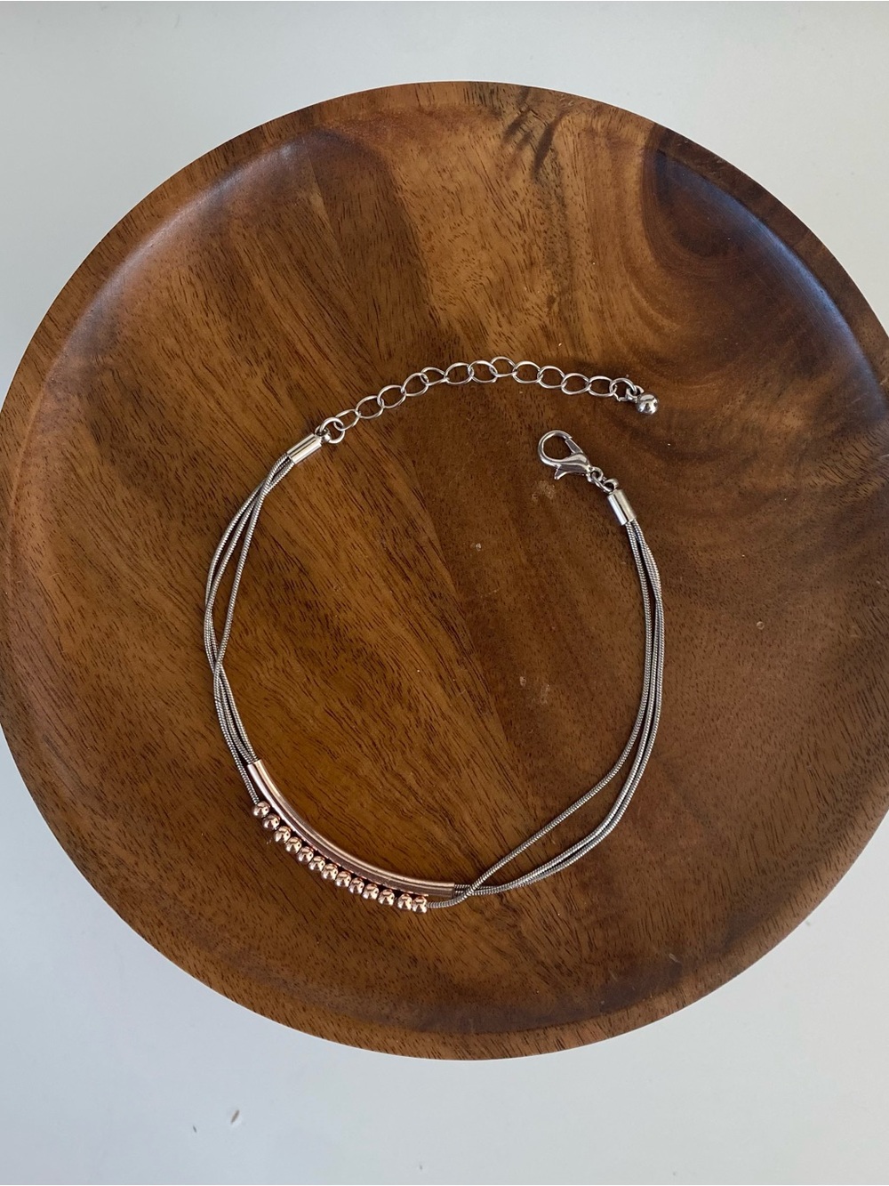 4/$15 Minimalist Two-Tone Silver Rose Gold Beaded Multi-Strand Bracelet